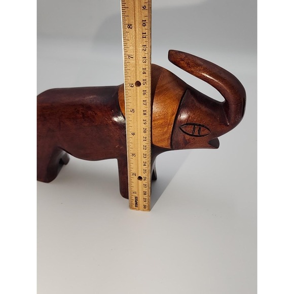 Vintage abstract solid wood carved ELEPHANT 7" tall‎ animal figurine - Picture 3 of 5